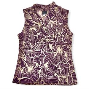 Purple Sleeveless Floral Blouse